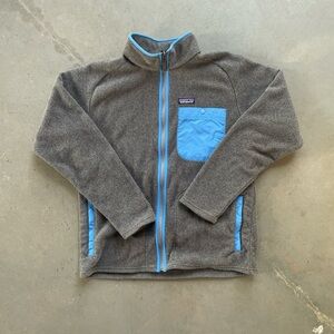 Patagonia Karstens Synchilla Zip Up Jacket Sweater Gray Blue Mens Size Medium